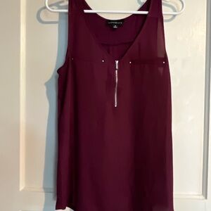 Burgundy Tank Top with Zipper Detail